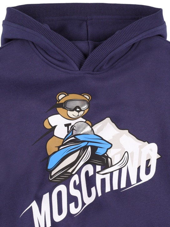 Moschino: Printed cotton hoodie - Navy - kids-boys_1 | Luisa Via Roma