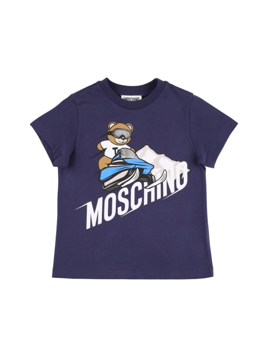 Moschino: Camiseta de jersey de algodón estampada - kids-boys_0 | Luisa Via Roma