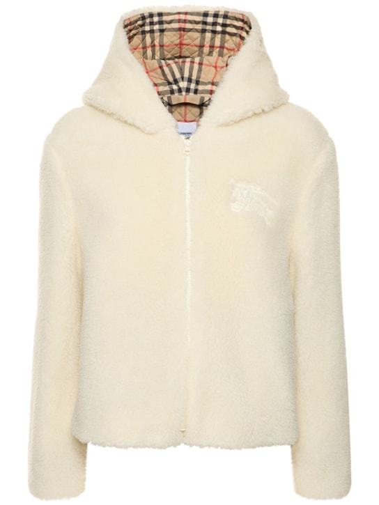 Burberry: Austrel fleece hooded jacket - Frosted Vanilla - women_0 | Luisa Via Roma