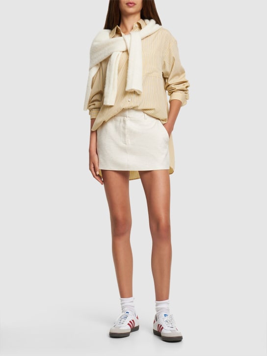 The Frankie Shop: Isle linen blend mini skirt - White - women_1 | Luisa Via Roma