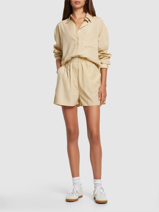 The Frankie Shop: Lui cotton blend Oxford shorts - Gelb/Schwarz - women_1 | Luisa Via Roma