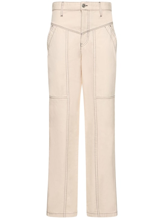 Marant Etoile: Pantalones anchos de algodón - Ecrú - women_0 | Luisa Via Roma