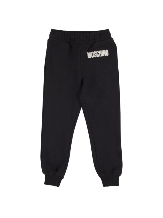 Moschino: Pantalones deportivos de algodón estampados - Negro - kids-girls_0 | Luisa Via Roma