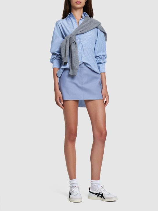 The Frankie Shop: Isle linen blend mini skirt - Açık Mavi - women_1 | Luisa Via Roma