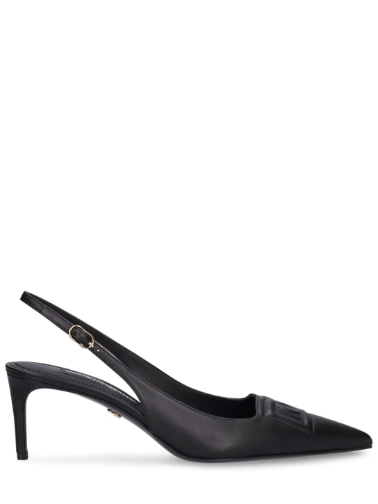 Dolce&Gabbana: 60mm Leather mid heel slingback pumps - Black - women_0 | Luisa Via Roma