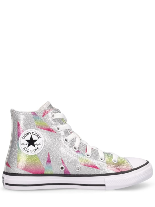 Converse: Sneakers high top in techno glitter - Argento - kids-girls_0 | Luisa Via Roma