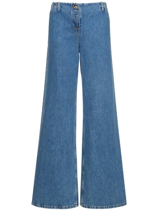 Magda Butrym: Low rise wide cotton denim jeans - Blue - women_0 | Luisa Via Roma