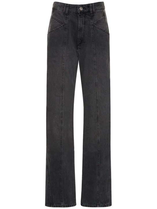 Isabel Marant: Vetan faded cotton denim straight jeans - Schwarz Verblas - women_0 | Luisa Via Roma