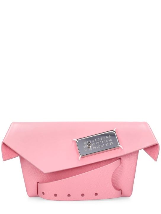 Maison Margiela: Small Classique snatched leather clutch - Peony - women_0 | Luisa Via Roma