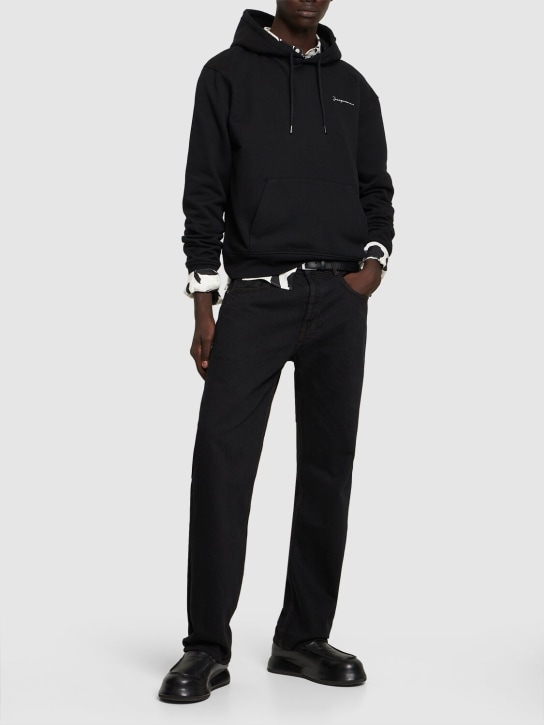 Jacquemus: Le Sweatshirt Brode cotton hoodie - Black - men_1 | Luisa Via Roma