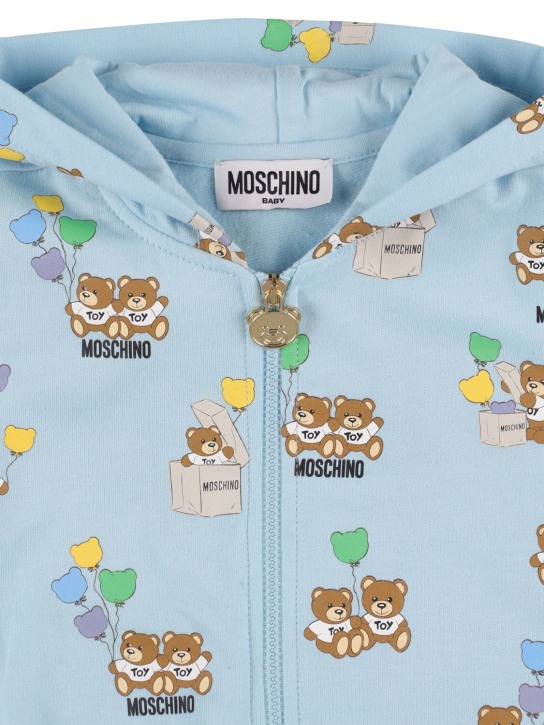 Moschino: Sweat zippé à capuche & pantalon en coton imprimé - kids-boys_1 | Luisa Via Roma