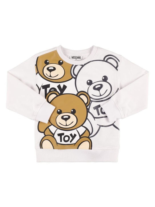 Moschino: Sweat-shirt en coton mélangé à logo caoutchouté - kids-boys_0 | Luisa Via Roma