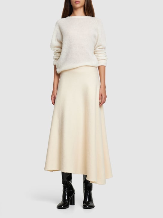 Jil Sander: Boiled wool midi skirt - Ivory - women_1 | Luisa Via Roma