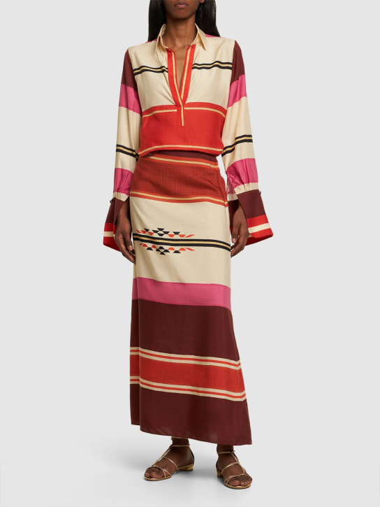 Johanna Ortiz: Balneario Andino silk blend long skirt - Multicolor - women_1 | Luisa Via Roma