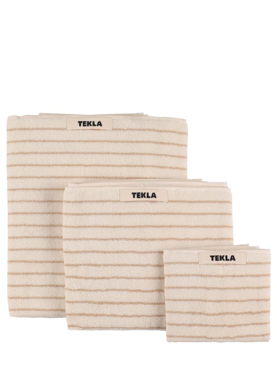 Tekla: Lot de 3 serviettes de bain en coton biologique - Beige - ecraft_0 | Luisa Via Roma