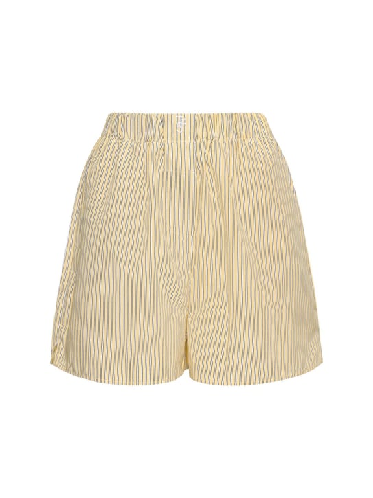The Frankie Shop: Lui cotton blend Oxford shorts - Yellow/Black - women_0 | Luisa Via Roma