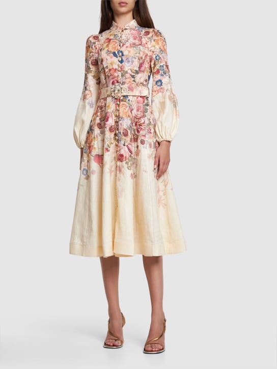 Zimmermann: Vestido midi de lino estampado - women_1 | Luisa Via Roma