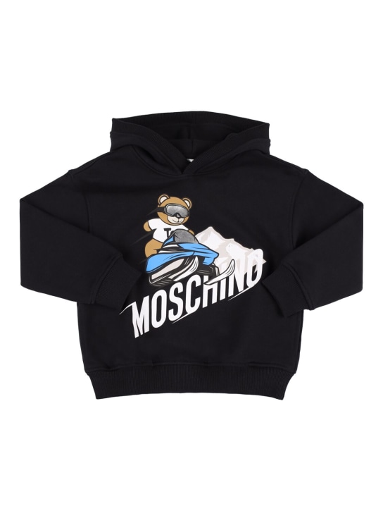 Moschino: Printed cotton hoodie - Siyah - kids-boys_0 | Luisa Via Roma