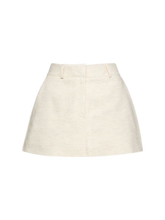 The Frankie Shop: Isle linen blend mini skirt - Beyaz - women_0 | Luisa Via Roma