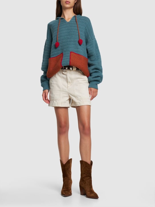 The Elder Statesman: Maglia in cotone crochet / cappuccio - Blu/Multi - women_1 | Luisa Via Roma