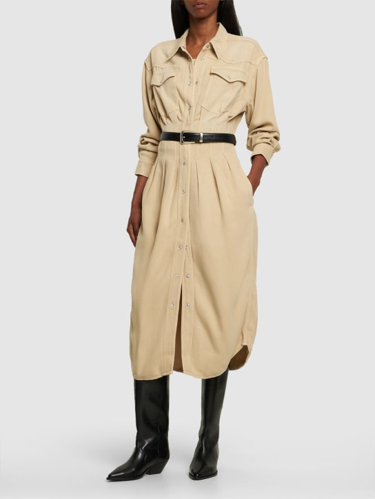 Marant Etoile: Tomia莱赛尔纤维长款衬衫裙 - 淡褐色 - women_1 | Luisa Via Roma