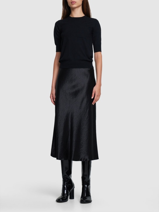 Max Mara: Full短袖针织圆领上衣 - 黑色 - women_1 | Luisa Via Roma