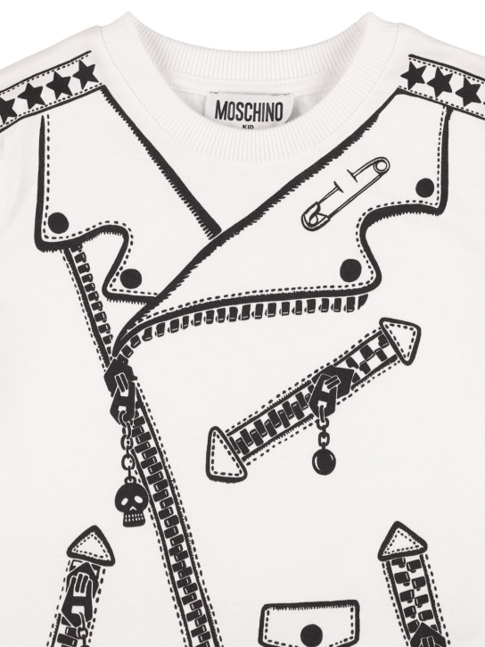 Moschino: T-shirt en jersey de coton imprimé - Blanc - kids-boys_1 | Luisa Via Roma