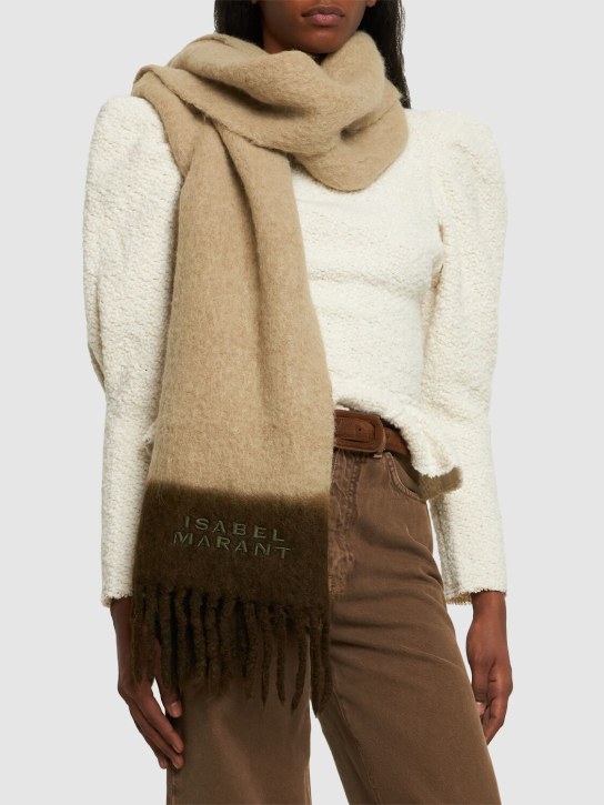 Isabel Marant: Firny wool scarf - Bej/Yeşil - women_1 | Luisa Via Roma