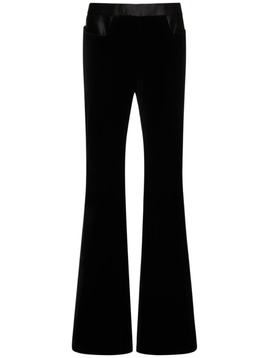 Tom Ford: Hose aus Baumwollsamt mit ausgestelltem Bein - Schwarz - women_0 | Luisa Via Roma