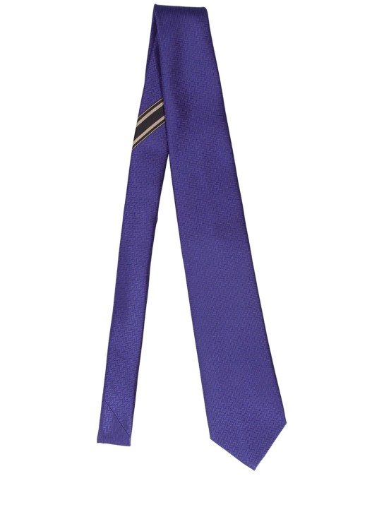 Brioni: Cravate en soie avec détail militaire - men_0 | Luisa Via Roma