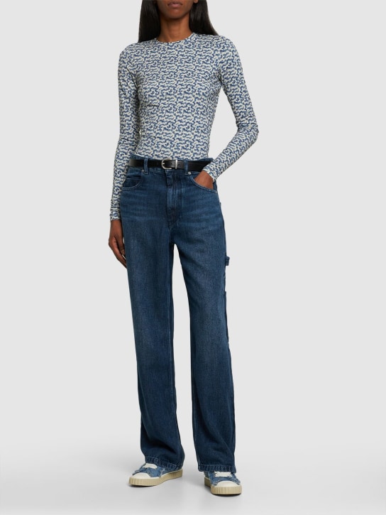 Marant Etoile: Jeans rectos de lyocell - Azul - women_1 | Luisa Via Roma