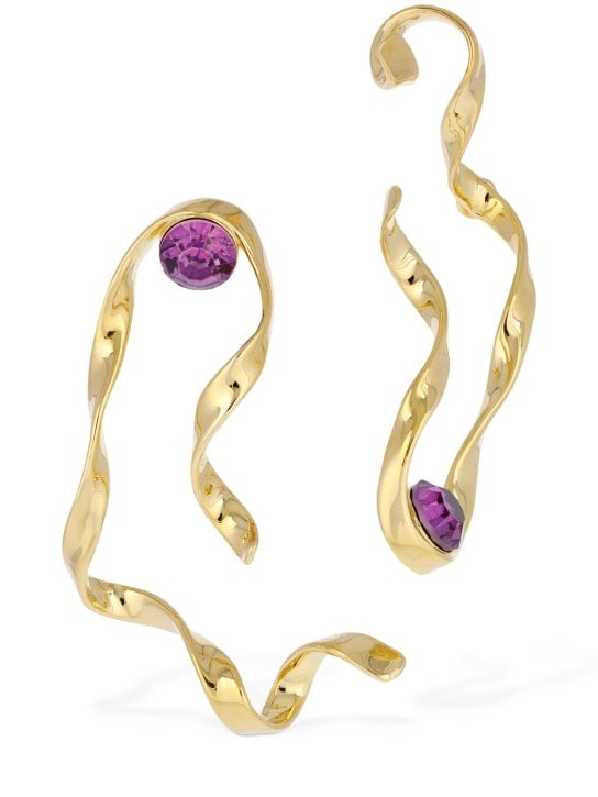 Dries Van Noten: Brass twist earrings - Gold/Purple - women_0 | Luisa Via Roma