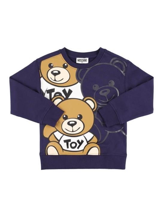 Moschino: Rubberized logo cotton blend sweatshirt - kids-boys_0 | Luisa Via Roma