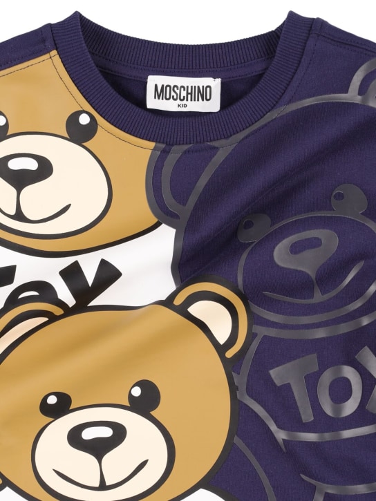 Moschino: Sweat-shirt en coton mélangé à logo caoutchouté - kids-boys_1 | Luisa Via Roma