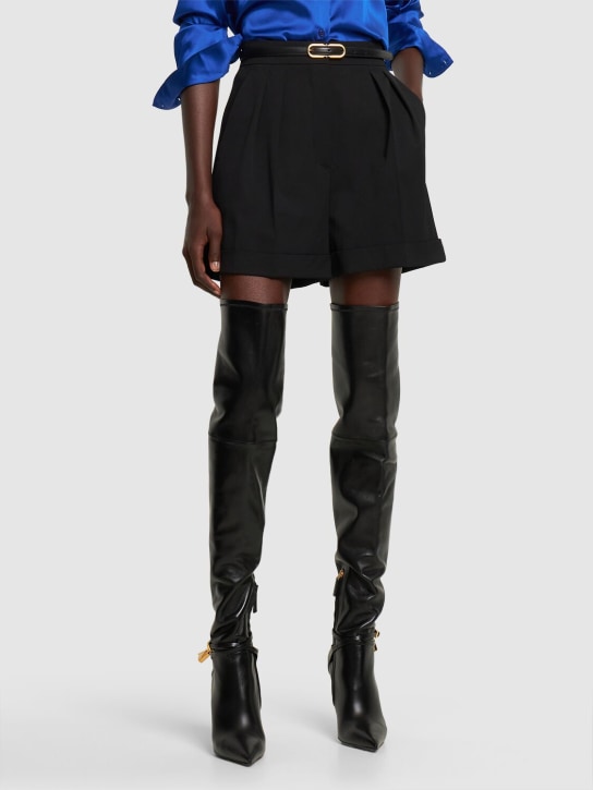 Tom Ford: 105mm Padlock leather over-the-knee boot - Black - women_1 | Luisa Via Roma