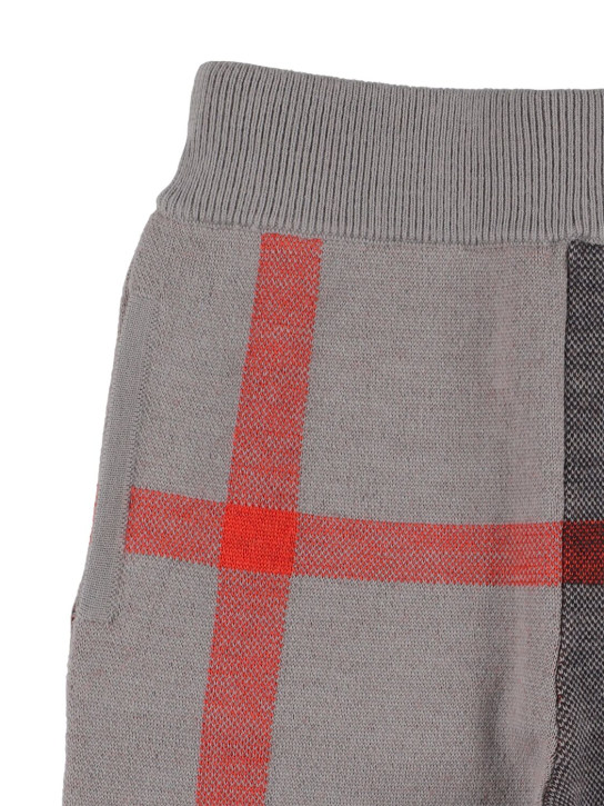 Burberry: Check print wool blend sweatpants - Grey - kids-boys_1 | Luisa Via Roma