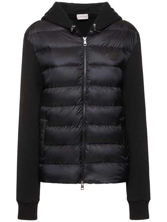 Moncler: Cotton & nylon down jacket - Black - men_0 | Luisa Via Roma