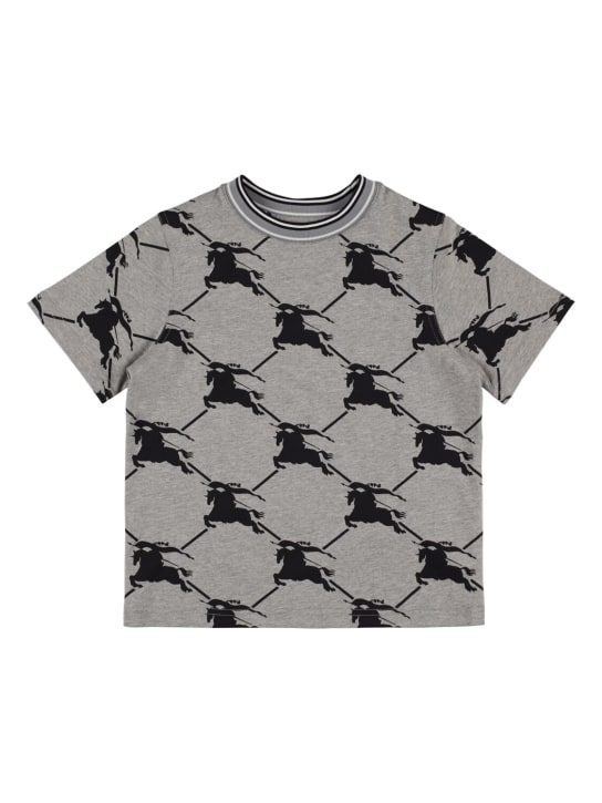 Burberry: T-shirt in cotone con logo - Grigio - kids-boys_0 | Luisa Via Roma