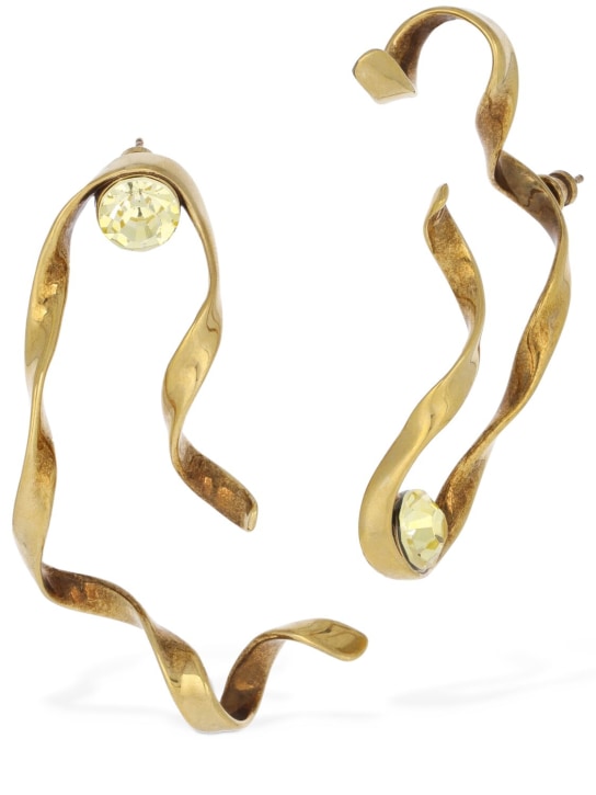 Dries Van Noten: Gold-colored brass twist earrings - Gold/Yellow - women_0 | Luisa Via Roma