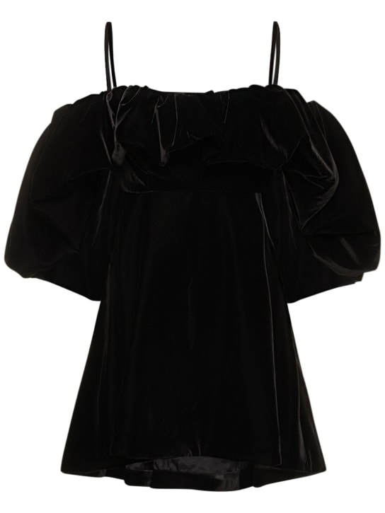 Etro: Velvet off shoulder mini dress - Black - women_0 | Luisa Via Roma