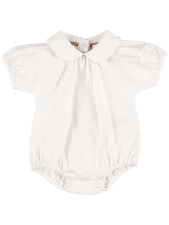 Burberry: Body, vestito e fascia in cotone - Bianco/Beige - kids-girls_1 | Luisa Via Roma
