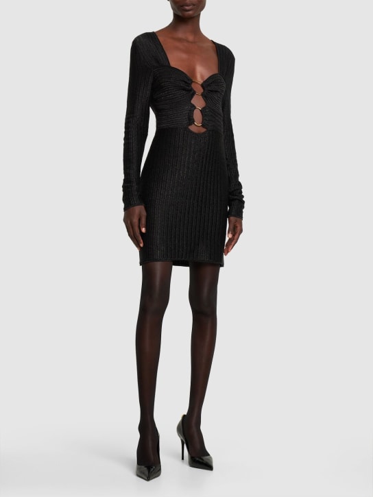 Tom Ford: Lurex cotton & wool knit mini dress - Black - women_1 | Luisa Via Roma