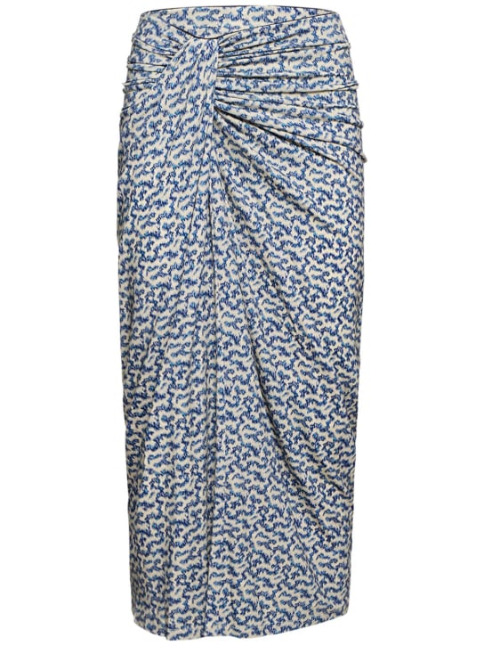 Marant Etoile: Jeldia stretch viscose midi skirt - Blue/Ecru - women_0 | Luisa Via Roma