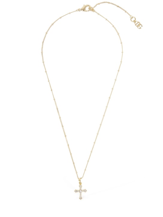 Dolce&Gabbana: Collar de cruz de cristales - Oro/Cristal - women_0 | Luisa Via Roma
