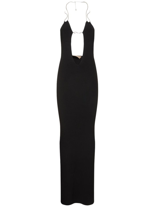 Aya Muse: Mirabi viscose jersey long dress - Black - women_0 | Luisa Via Roma