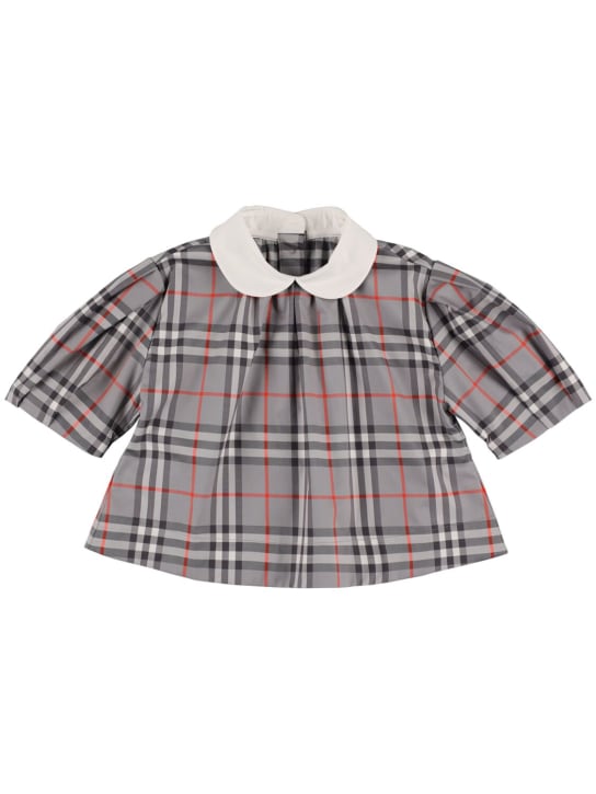 Burberry: Check print cotton blend poplin shirt - Multicolor - kids-girls_0 | Luisa Via Roma