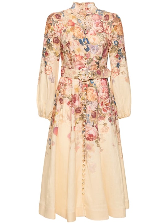 Zimmermann: Vestido midi de lino estampado - women_0 | Luisa Via Roma