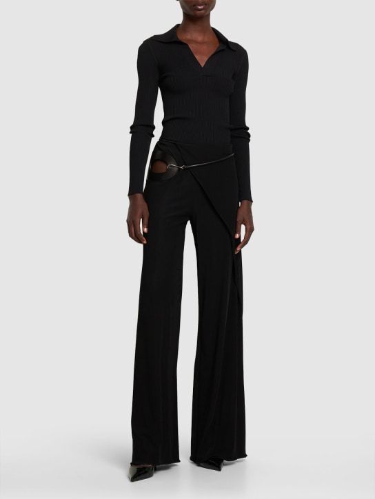 Tom Ford: Pantalon ample en jersey taille mi-haute - Noir - women_1 | Luisa Via Roma