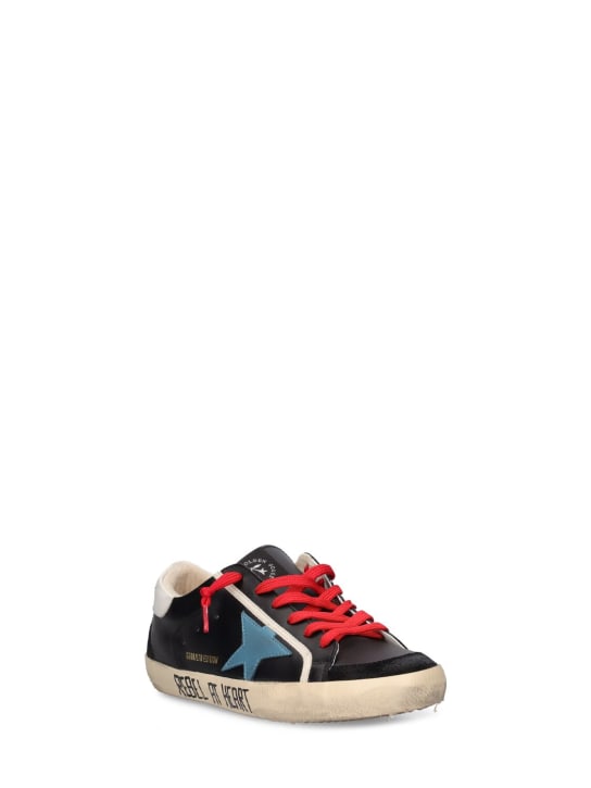 Bonpoint X Golden Goose: Basket Star leather lace-up sneakers - Black - kids-girls_1 | Luisa Via Roma