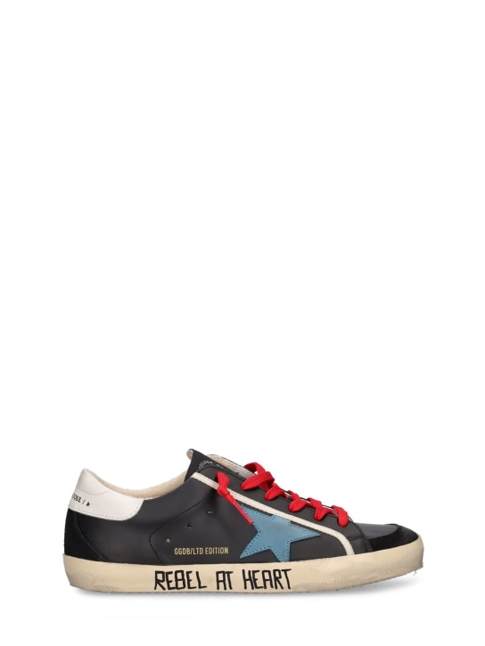 Bonpoint X Golden Goose: Basket Star leather lace-up sneakers - Black - kids-boys_0 | Luisa Via Roma